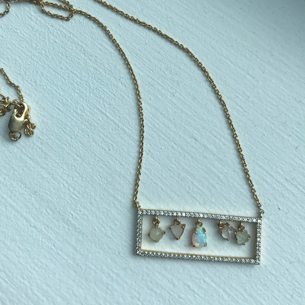Anthropologie Moonstone Jeweled Bar Necklace
